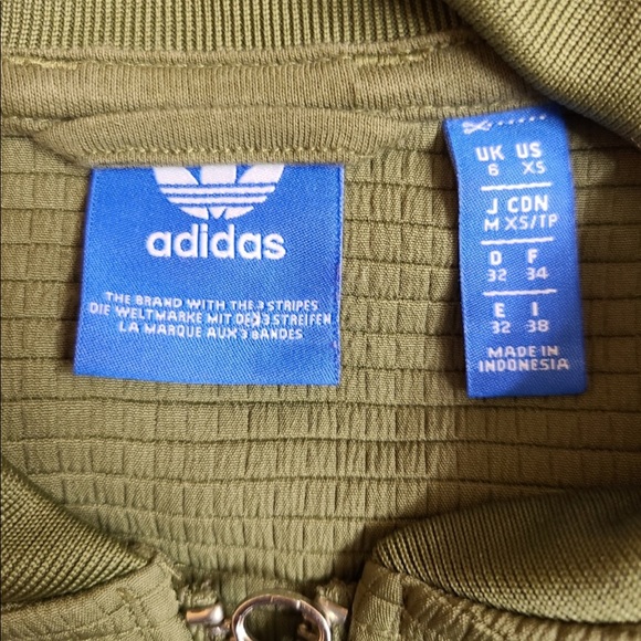 Adidas Trefoil Olive Green Waffle Knit Jacket XS - Picture 4 of 7